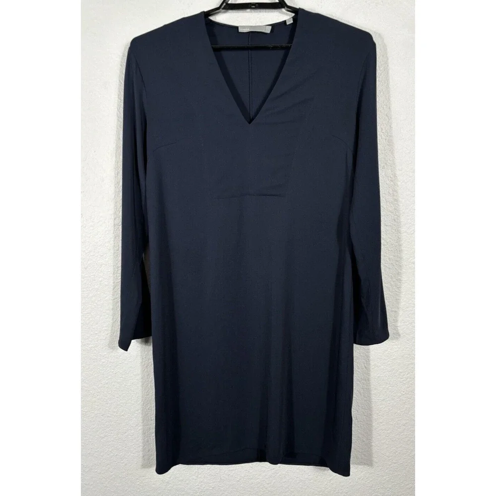 Vince Simple Tunic Costal Navy Blue Women’s Small‎ Dress V-Neck Long Sleeve